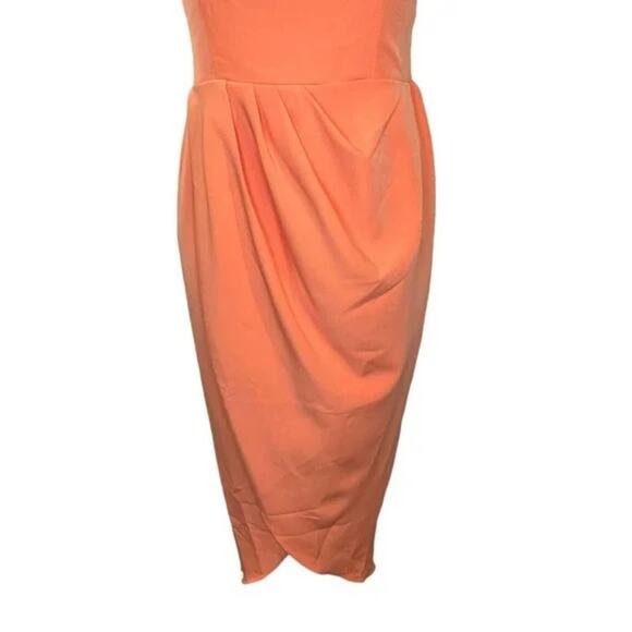 City Chic Dress Sassy V neck Orange Melon Cocktail Wedding Bridesmaid size XL 22 - Picture 3 of 13